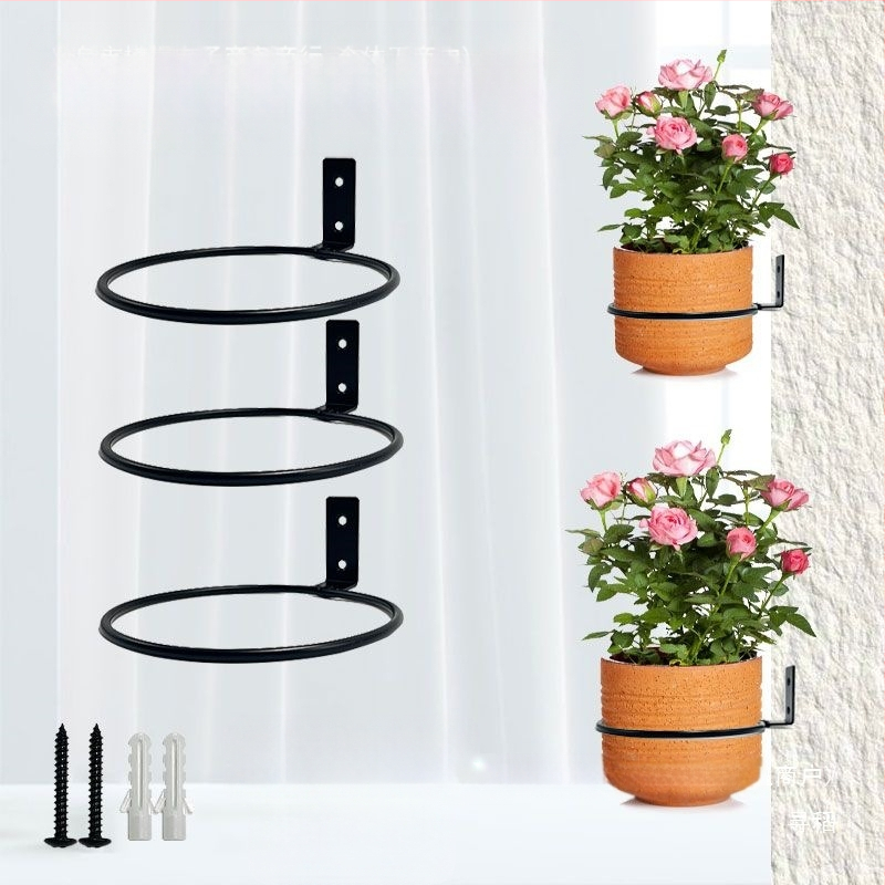 Sieninis apskrito geležies gėlių vazonų laikiklis lauko naudojimui