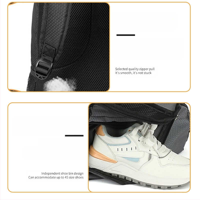 Fotbalový tréningový batoh s veľkým objemom, vodeodolný, samostatný priestor na topánky, priedušný, zahnuté ramenné popruhy, Oxford látka