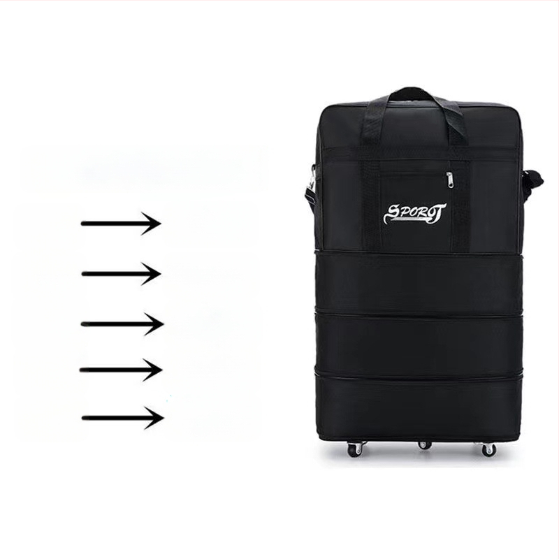 Geantă de bagaje pliabilă cu roți universale, 1,6 kg, țesătură Oxford, impermeabilă și extensibilă, pentru călătorii de afaceri