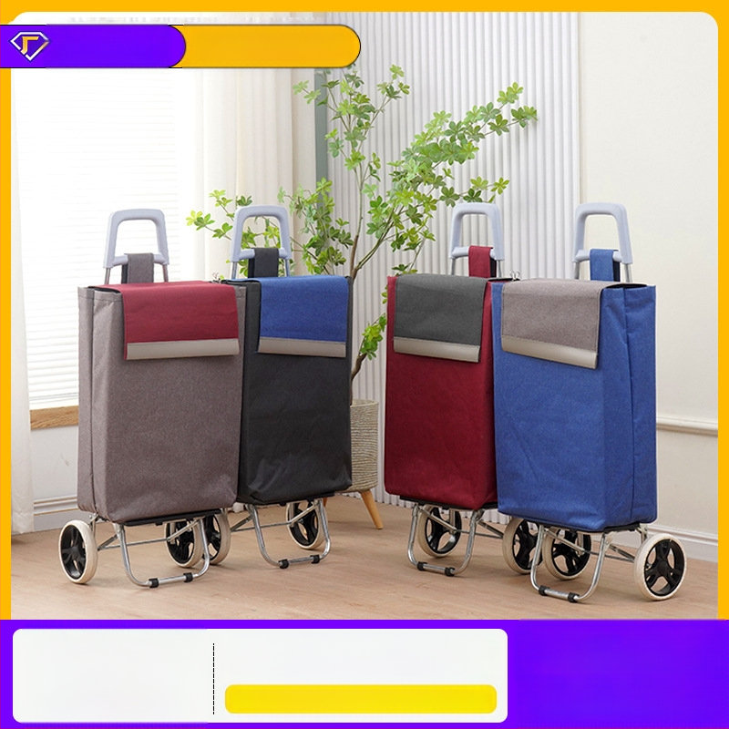 Φορητό πτυσσόμενο καρότσι αγορών — ελαφριά κατασκευή, μεταφορική ικανότητα έως 15 kg, βάρος 3 kg, υλικό: 600D Oxford ύφασμα και γαλβανισμένος σωλήνας