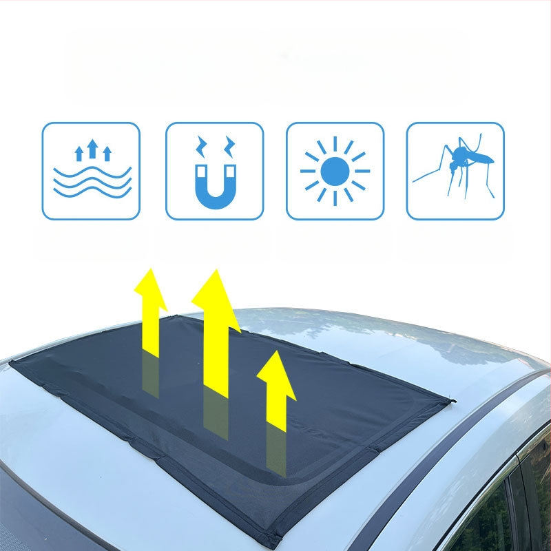 Automobilio stogo lango tinklinė užuola, nuo uodų, permatoma, kabantis montavimas, bendriems modeliams, palaiko logotipo spaudą