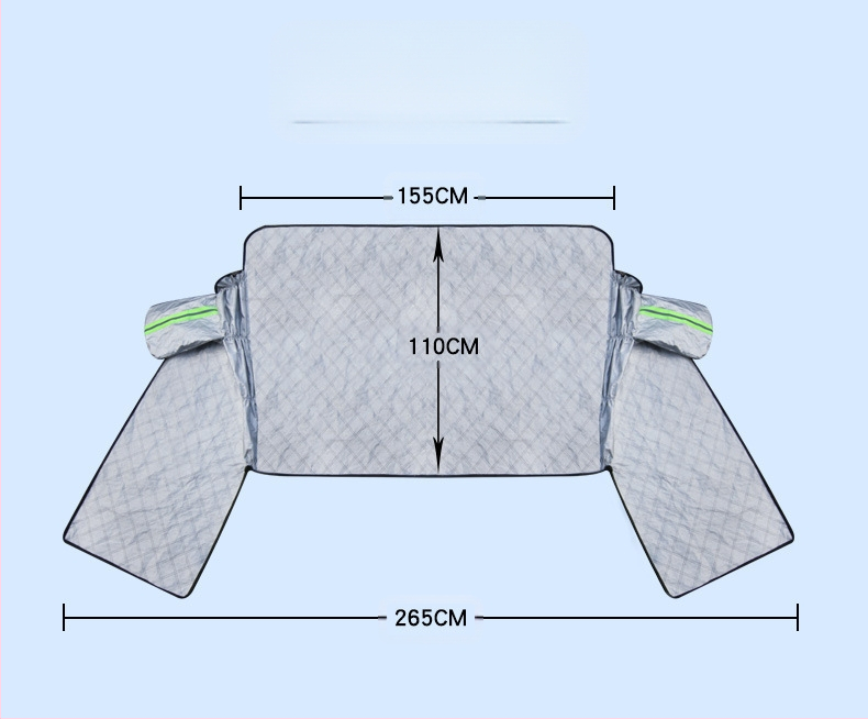 Покривало за предното стъкло на автомобил - удебелен алуминиев филм, монтаж с вакуумни чашки, универсално за модели, тегло 1 кг
