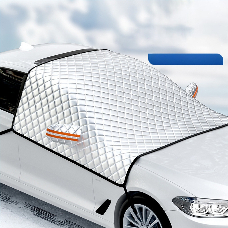 Покривало за предното стъкло на автомобил - удебелен алуминиев филм, монтаж с вакуумни чашки, универсално за модели, тегло 1 кг