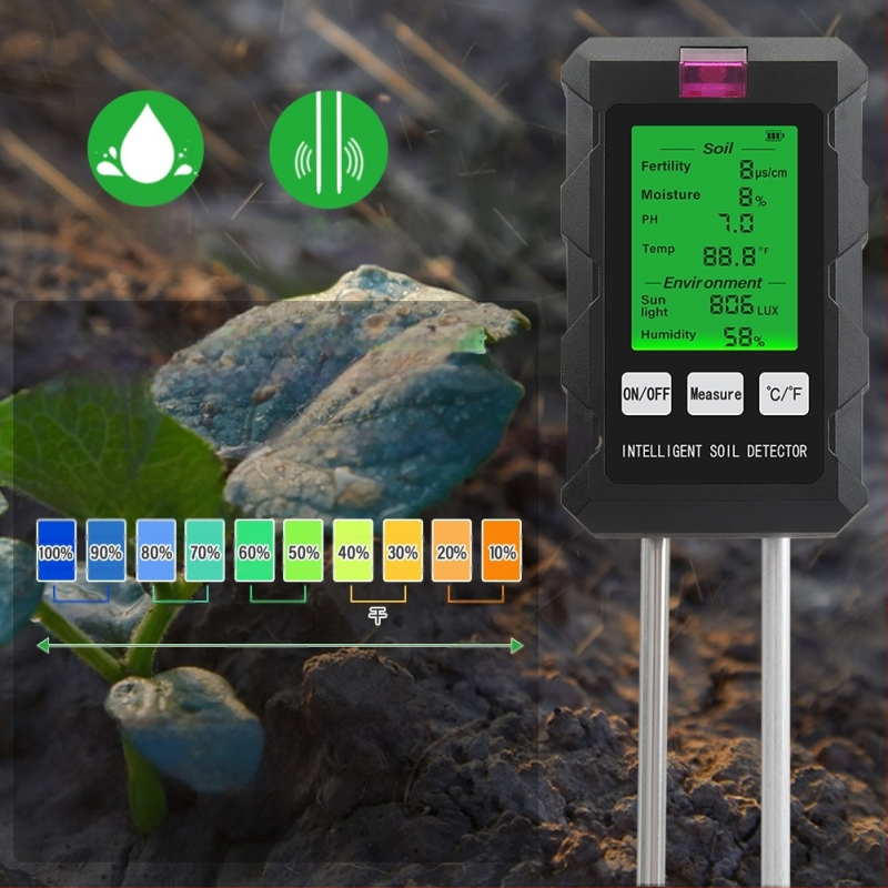 Δοκιμαστής εδάφους 6 σε 1 με μετρήσεις pH, υγρασίας, φωτεινότητας και γονιμότητας | Μοντέλο THE01879, Κωδικός προϊόντος 1000509934