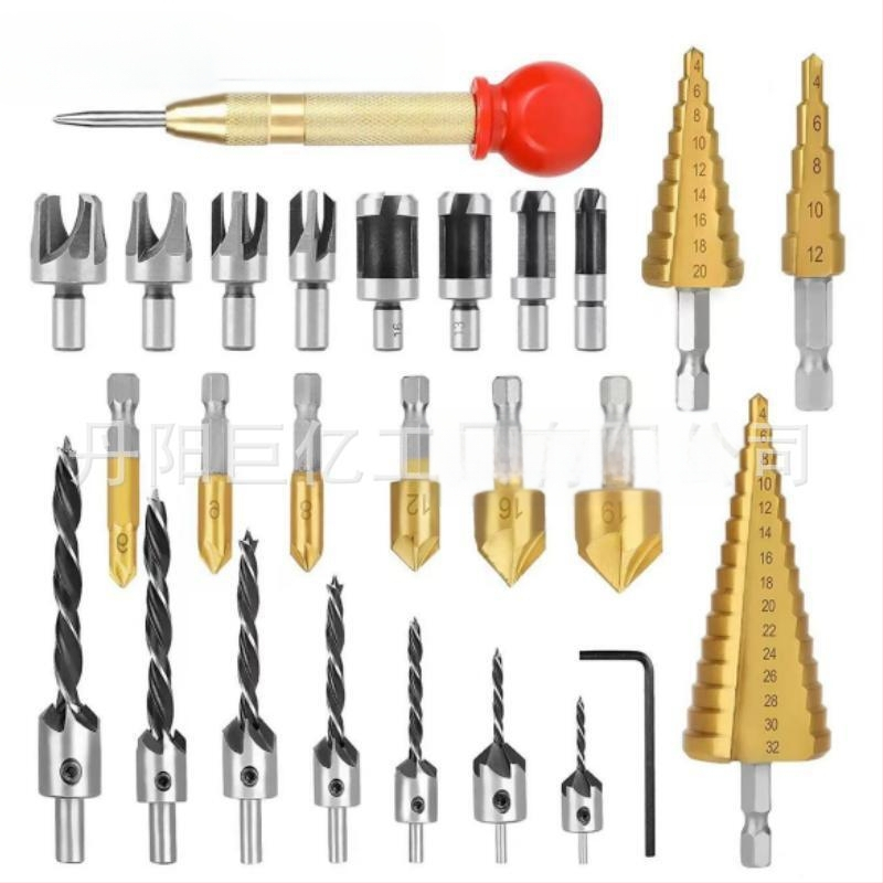 26-частен комплект дърводелски свредла: пагода свредло, центровач, дърводелско триостро свредло