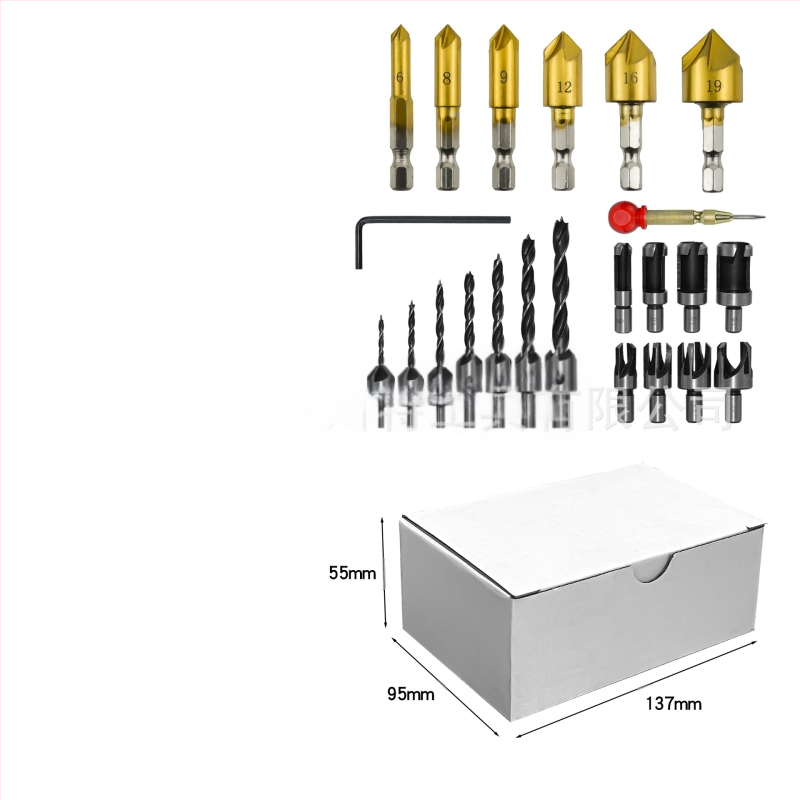26-частен комплект битове за дървообработване: фаскиращи битове, центриращ удар и пагода битове