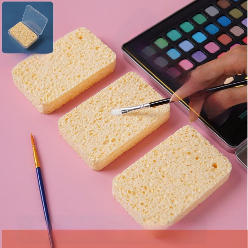 Gouache és akvarell festéséhez készült szivacs – nedvszívó, tároló doboz, anyag: faipulp pamut