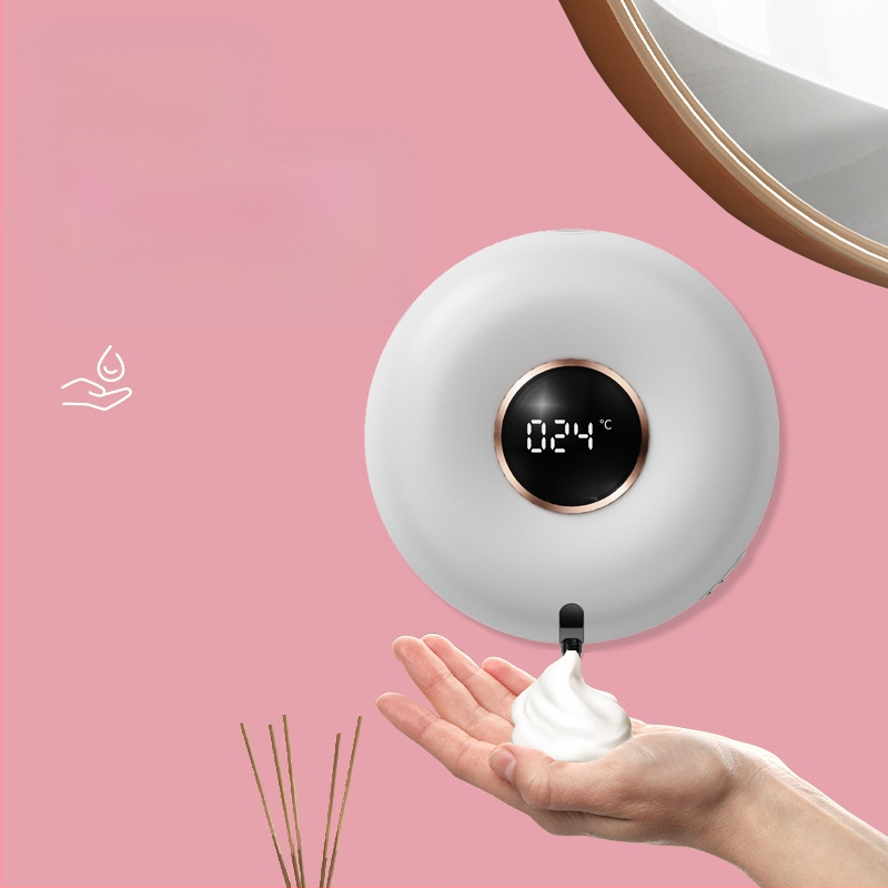 Intelligens szappanadagoló habosítóval, műanyag test, indukciós működés, infravörös érzékelő, IPX3, érzékelési távolság 10–30 mm