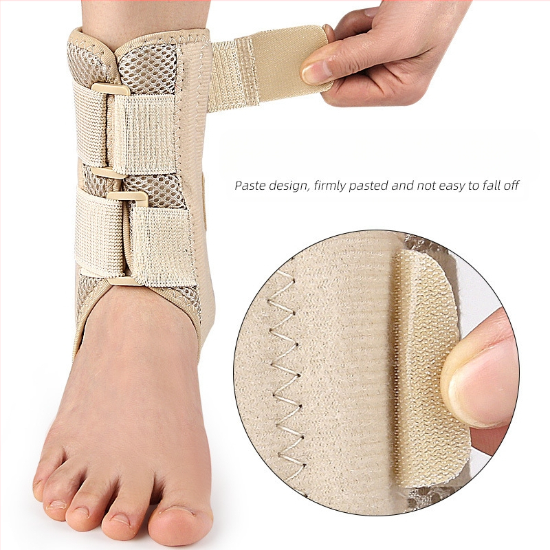 Sportos boka támasz Velcro pánttal és elasztikus lábvédővel — bokavédő badmintonhoz; anyagok: poliészter, hab, alumínium lemez, rugócsík