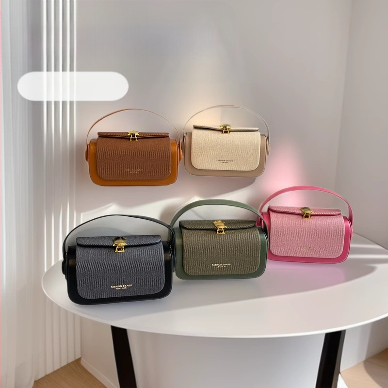 Geantă box pentru femei - retro inspirație, simplitate urbană din PU, formă pătrată orizontală, închidere cu lacăt, căptușeală din poliester, buzunar pentru telefon (vara 2024)