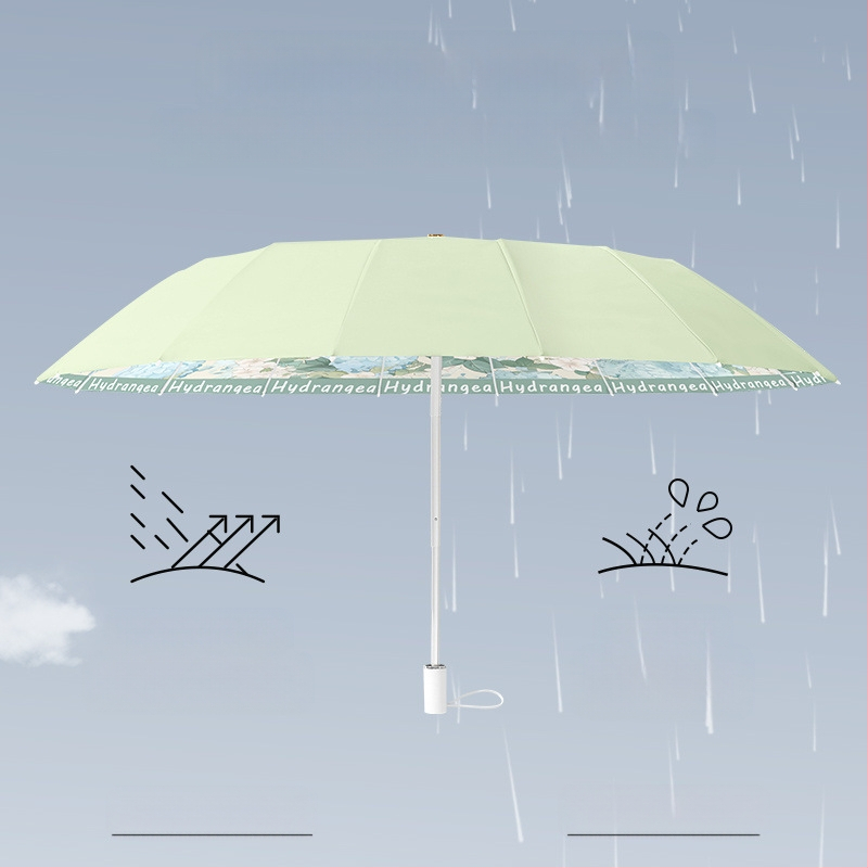 Umbrelă pliantă pentru femei, 16 brațe, pentru soare și ploaie, protecție UV