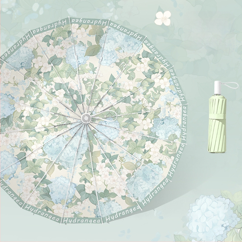 Umbrelă pliantă pentru femei, 16 brațe, pentru soare și ploaie, protecție UV