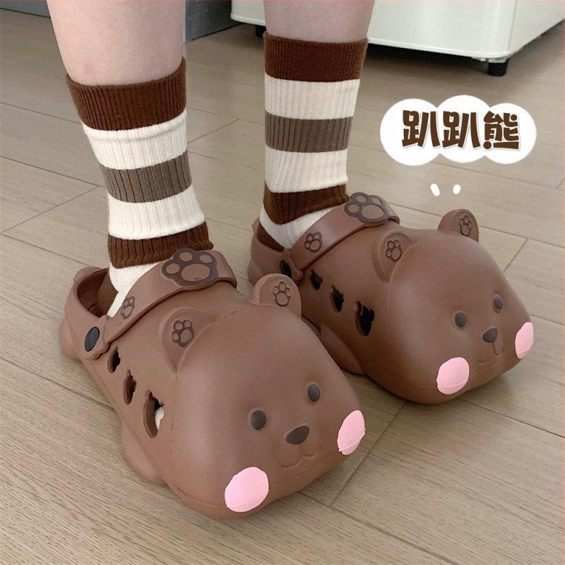 Γυναικείες σανδάλια με σχέδιο λαγουδάκι, διατρήσιμη επάνω επιφάνεια από πλαστικό, σόλα PVC, κατασκευή με έγχυση, αντιολισθητικά