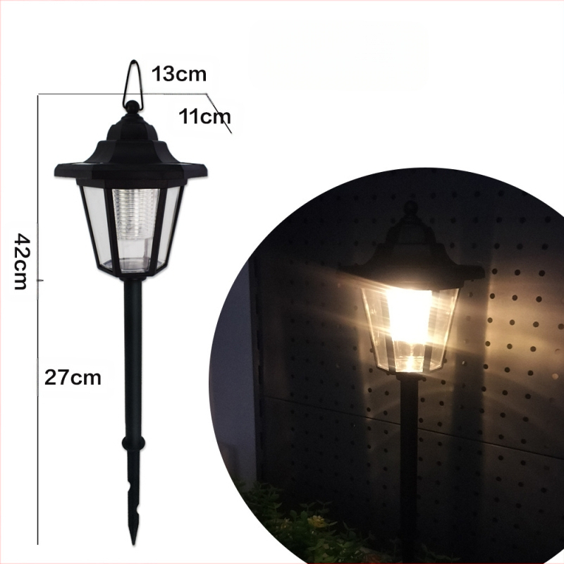Napelemes kültéri kertvilágítás ösvényhez, hexagonális forma, IP55, 0,05 W, üzemidő 6–12 óra, megvilágítási terület 3–5 m², legfeljebb 36 V