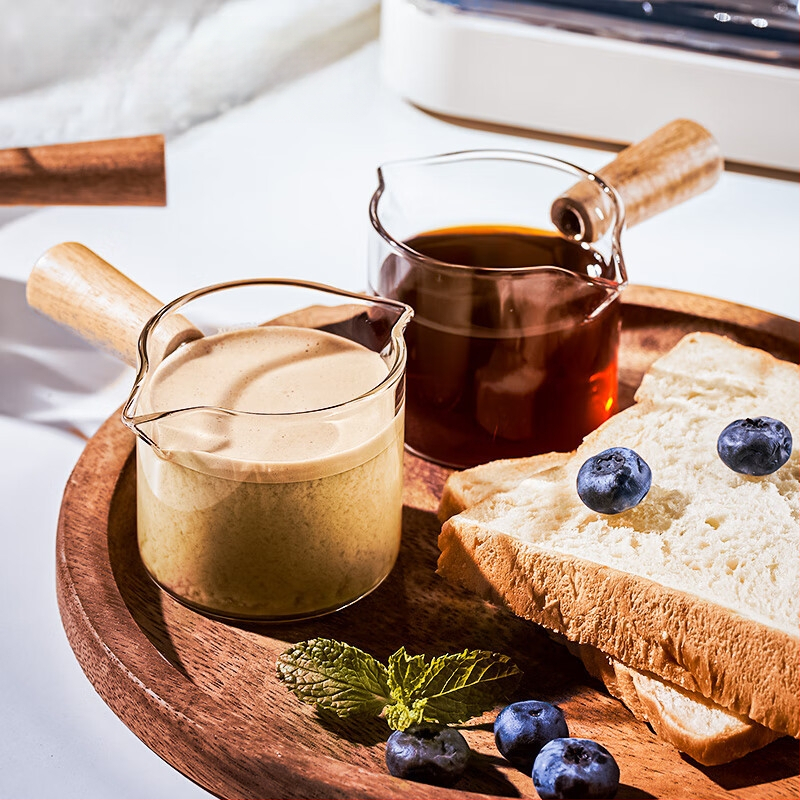 Φλυτζάνι εσπρέσο με γυάλινο σώμα και κλίμακα μέτρησης, ξύλινο χερούλι – μοντέρνο απλό στυλ καφέ φλιτζάνι με εκτυπωμένο λογότυπο