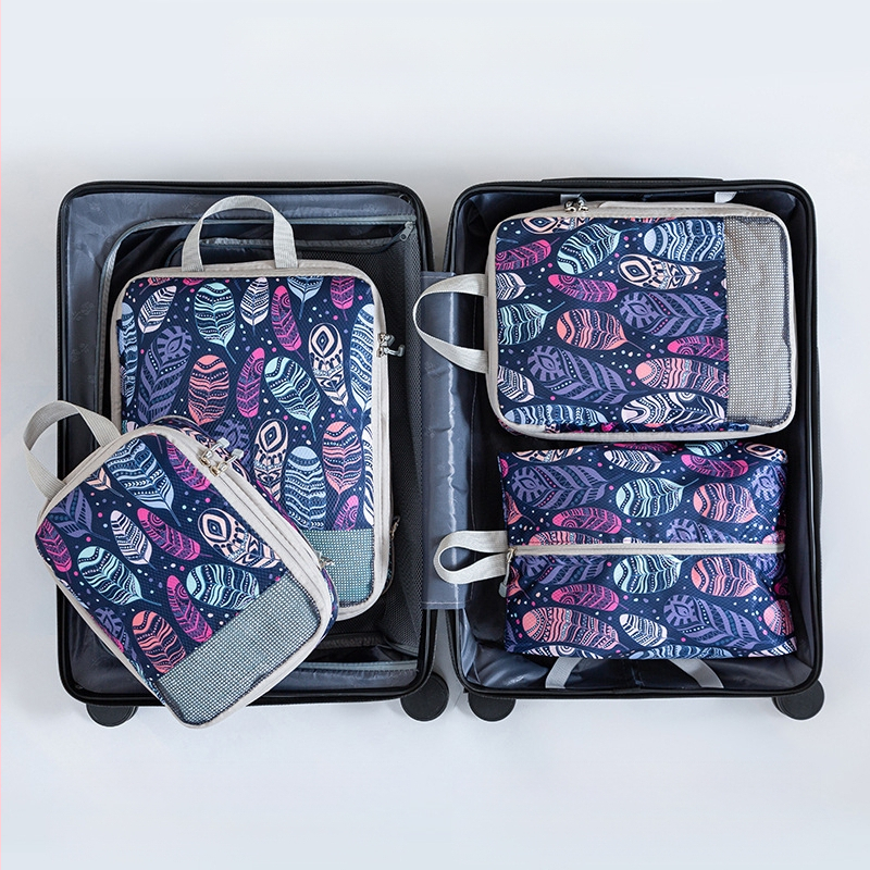 4-частен комплект за пътуване за компресирано съхранение с принт – PP материал