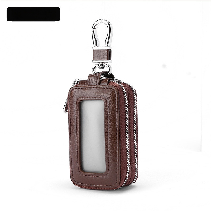 Torba za ključeve - PU koža, dvostruki zatvarač, velika kapaciteta, unisex, zaštita od krađe, podstava od prave kože