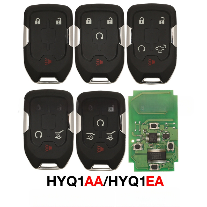 Chevrolet attālais atslēga ar 3/4/5/6 pogām, 315/433MHz HYQ1AA/EA; Asmens: vara + plastika; korpuss: plastika; svars: 54.3 g