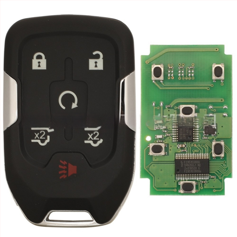 Chevrolet 3/4/5/6 gombos távkulcs, 315/433MHz HYQ1AA/EA; penge: réz + műanyag; tokozás: műanyag; súly 54.3 g