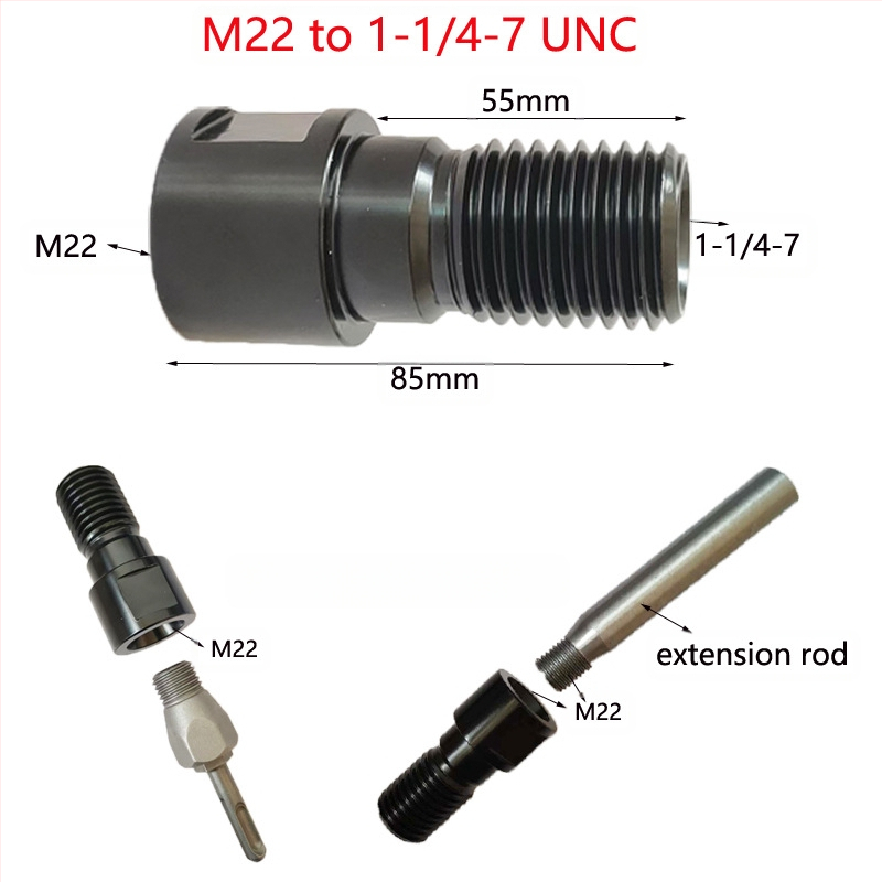 ZUXLA Адаптери за нишки за rhinestone: M22 към 1-1/4-7 и M16 към 1-1/4-7, 40Cr стомана