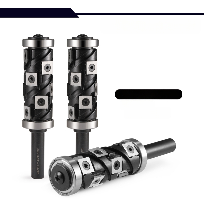 Frez za drvo s gornjim i donjim ležajem, spiralna oštrica, zamjenjiva oštrica, šaft 12,7 mm