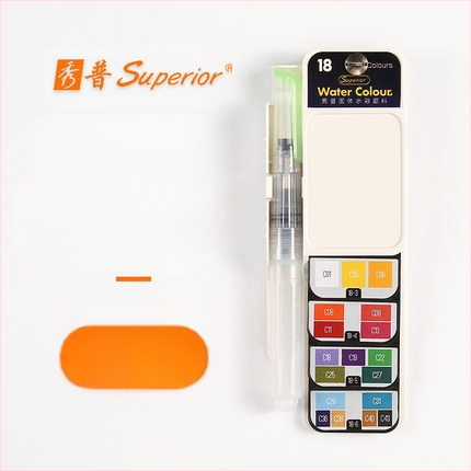 Solidā gouache komplekts ar saliekamu caurspīdīgu fan-veida paleti kastē, akvareļu gleznošanai, jauda 5