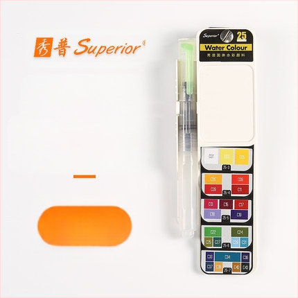 Solidā gouache komplekts ar saliekamu caurspīdīgu fan-veida paleti kastē, akvareļu gleznošanai, jauda 5