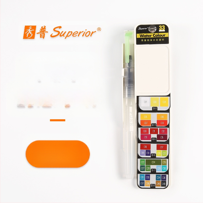 Solidā gouache komplekts ar saliekamu caurspīdīgu fan-veida paleti kastē, akvareļu gleznošanai, jauda 5