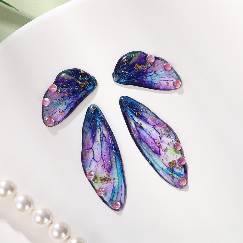 Обици с крила на пеперуда - Епоксидна смола, текстурен модел, лято 2024