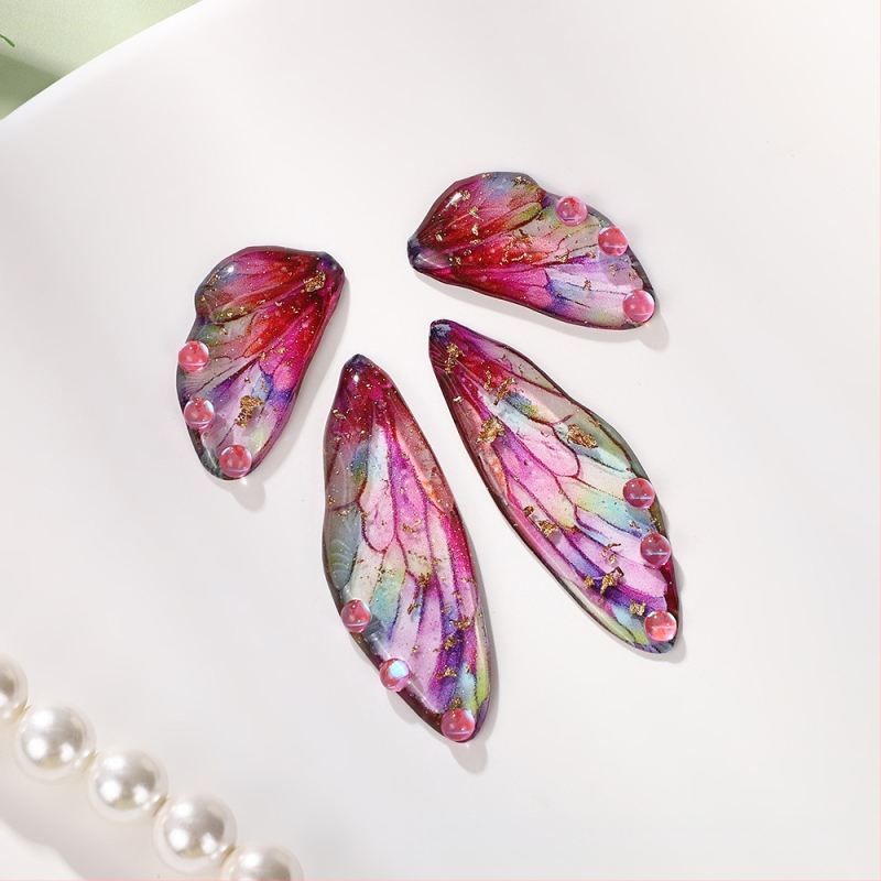 Обици с крила на пеперуда - Епоксидна смола, текстурен модел, лято 2024