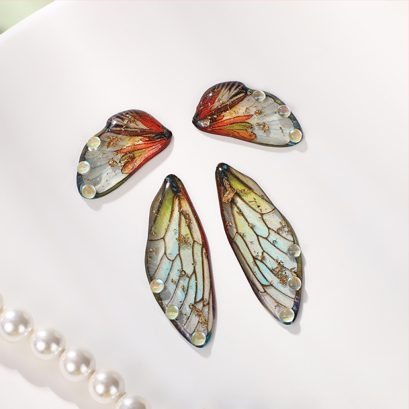 Обици с крила на пеперуда - Епоксидна смола, текстурен модел, лято 2024