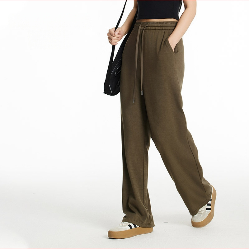 Pantaloni femei drepti - fibre de celuloză regenerată, croială dreaptă, vară 2024, stil casual japonez-coreean