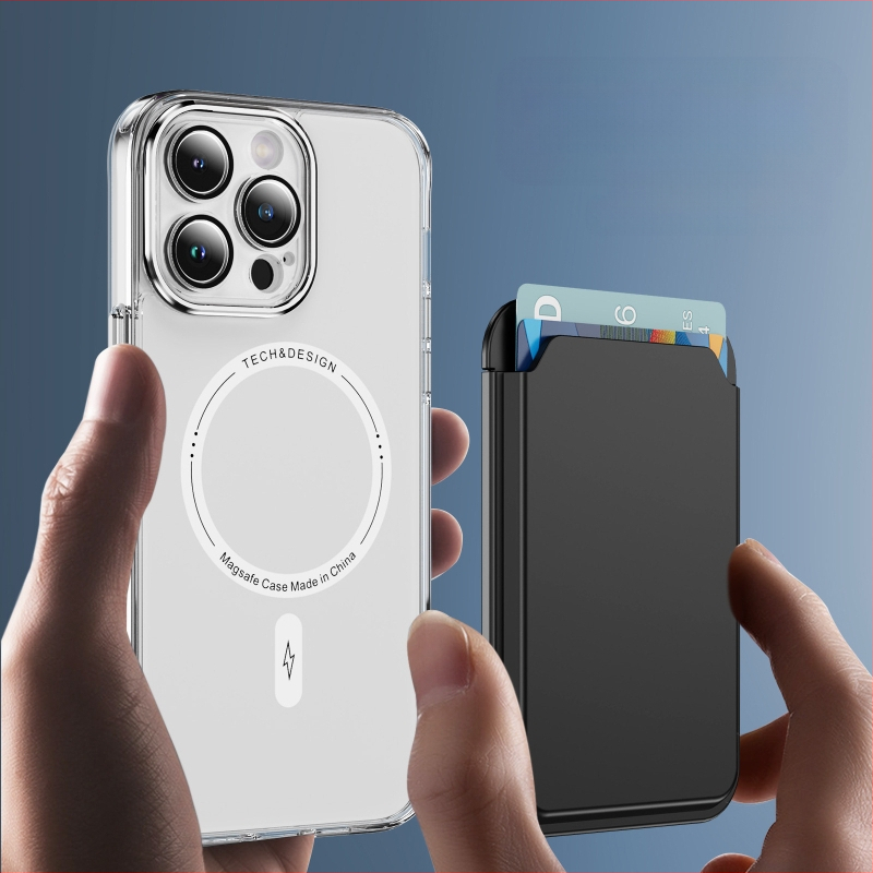 Husa de telefon cu inel magnetic și suport pentru două carduri pentru încărcare wireless - capac spate PC, turnare prin injecție