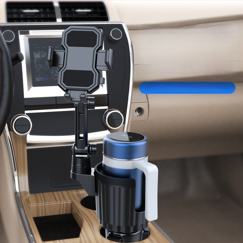 Автомобилен държач за телефон и чаши със сгъваеми рамене, 2 в 1 за навигация