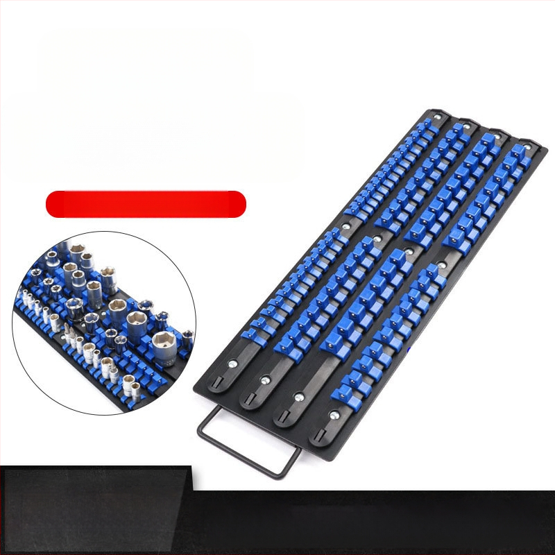 Органайзер за торцеви гнезда и битове – сплавна стомана; предназначение: съхранение на торцеви гнезда; тип: рафт/органайзер за гнезда