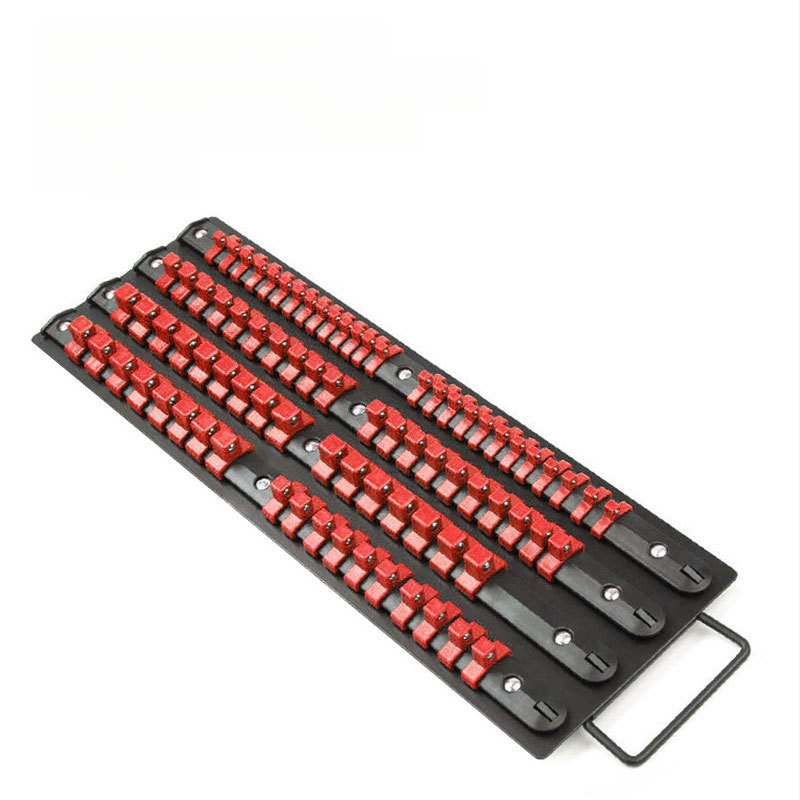 Органайзер за торцеви гнезда и битове – сплавна стомана; предназначение: съхранение на торцеви гнезда; тип: рафт/органайзер за гнезда