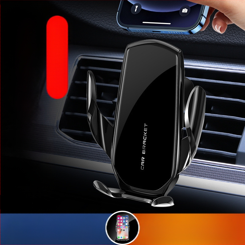 Automobilio telefono laikiklis oro išmetimo angai, gravitacinis stabilizatorius navigacijai, snap-on montavimas, be maitinimo (Snap-on montavimas; Oro išleidimo anga; Gravitacinis stabilizavimas; Navigacijai)