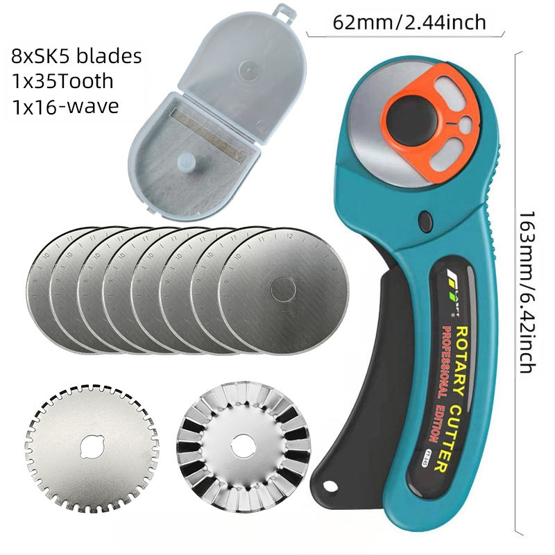 FT-145 45 мм ролков нож за килими с автоматично прибиране на острието, смяна на острието чрез копче, лезвие от въглеродна стомана 45x8 мм