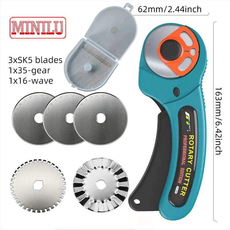 FT-145 45 мм ролков нож за килими с автоматично прибиране на острието, смяна на острието чрез копче, лезвие от въглеродна стомана 45x8 мм