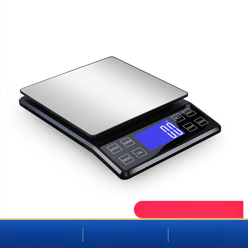 Rozsdamentes acélból készült konyhai digitális mérleg, 10 kg kapacitás, modell DH-307, elektronikus, USB-töltés és két AAA elem, többfunkciós.