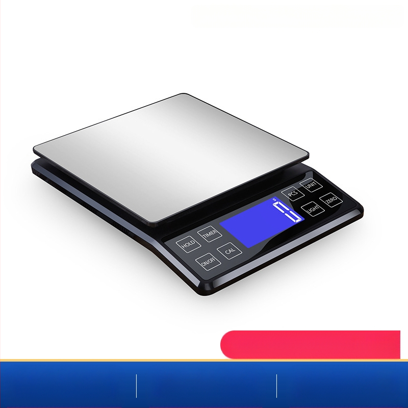 Rozsdamentes acélból készült konyhai digitális mérleg, 10 kg kapacitás, modell DH-307, elektronikus, USB-töltés és két AAA elem, többfunkciós.