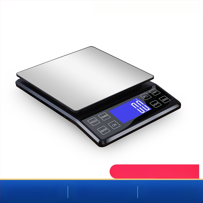 Rozsdamentes acélból készült konyhai digitális mérleg, 10 kg kapacitás, modell DH-307, elektronikus, USB-töltés és két AAA elem, többfunkciós.