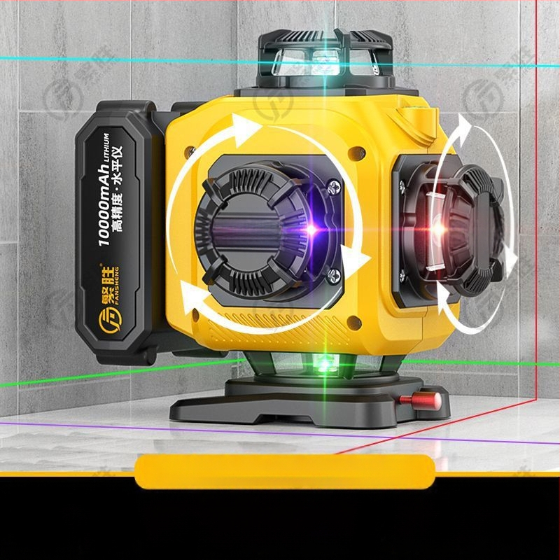 Лазерен нивелир с 12 линии дъга, трицветни лъчи, висока прецизност, силна светлина, инфрачервена проекция, стенен или подов монтаж