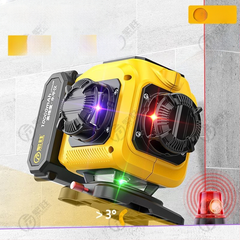 Лазерен нивелир с 12 линии дъга, трицветни лъчи, висока прецизност, силна светлина, инфрачервена проекция, стенен или подов монтаж