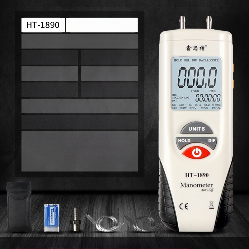 Xinsite HT-1890 Diferencialinis slėgio matuoklis, Skaitmeninis mikrodiferencinis matuoklis, Automobilių remontui, Vakuuminis matuoklis