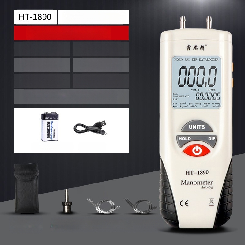 Xinsite HT-1890 Diferencialinis slėgio matuoklis, Skaitmeninis mikrodiferencinis matuoklis, Automobilių remontui, Vakuuminis matuoklis