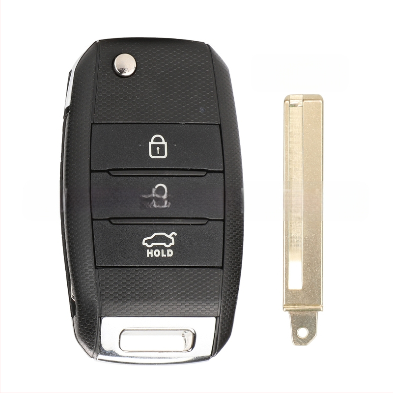 Kia sulankstomo raktų korpusas – keitimas 3/4 mygtukų nuotolinio valdymo pulteliui, plastikinis korpusas; rakto peilis: varis + plastikas; svoris 57 g; prekinis ženklas Kutery; suderinama su Kia