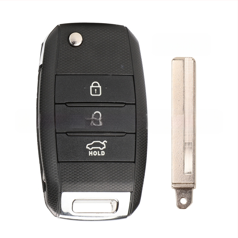 Kia sulankstomo raktų korpusas – keitimas 3/4 mygtukų nuotolinio valdymo pulteliui, plastikinis korpusas; rakto peilis: varis + plastikas; svoris 57 g; prekinis ženklas Kutery; suderinama su Kia