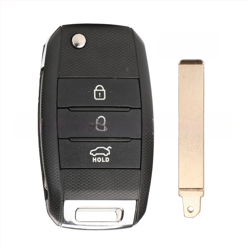 Kia sulankstomo raktų korpusas – keitimas 3/4 mygtukų nuotolinio valdymo pulteliui, plastikinis korpusas; rakto peilis: varis + plastikas; svoris 57 g; prekinis ženklas Kutery; suderinama su Kia