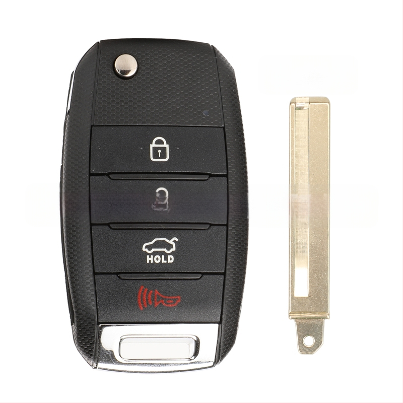 Kia sulankstomo raktų korpusas – keitimas 3/4 mygtukų nuotolinio valdymo pulteliui, plastikinis korpusas; rakto peilis: varis + plastikas; svoris 57 g; prekinis ženklas Kutery; suderinama su Kia